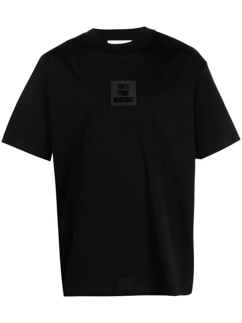 Logo-patch cotton T-shirt - Black