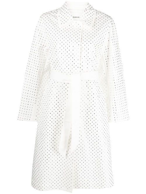 Rhinestone-embellished cotton trench coat - White