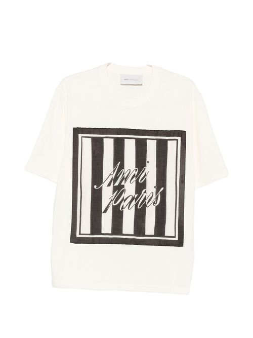 Logo-Print Striped Vintage-Denim Patch T-Shirt