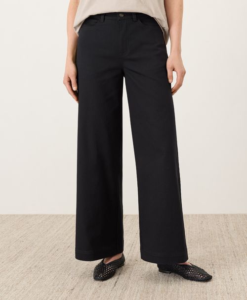 Women's Black Stretch Twill Wide Leg Pant