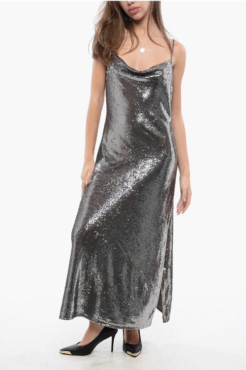 metallic striped handkerchief dress Simkhai Abrielle Tulip Stripe Handkerchief Midi Dress