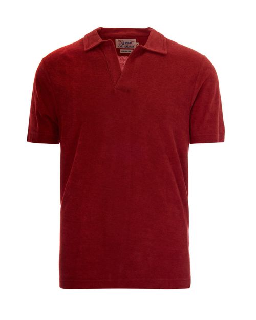 Red Solid Shirt Collar Polo