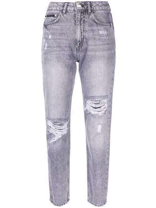 Ripped cropped jeans - Grey