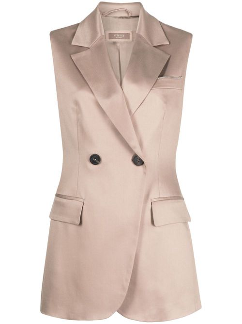 Double-breasted sleeveless waistcoat - Neutrals