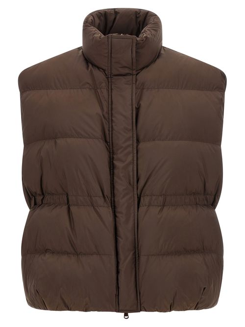 Quilted Goose-Down Vest — Brown
