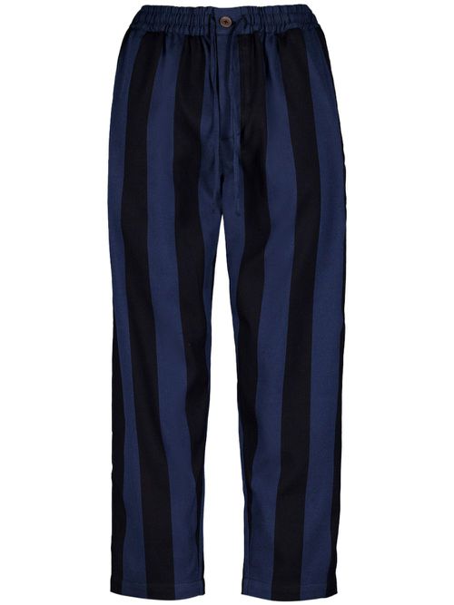 Striped cotton trousers - Black