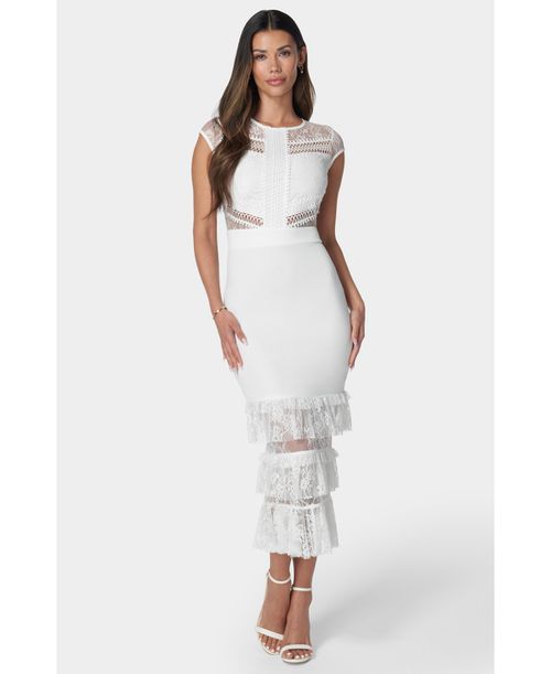Rabanne | Off-the-shoulder Twist-front Guipure Lace Midi Dress - Purple |  Realry