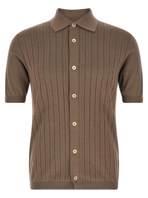 Ribbed Knit Shirt — Taupe