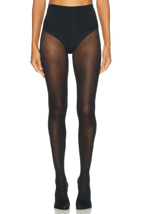 SWEDISH STOCKINGS Doris Dot Tights in Black - Black. L also in