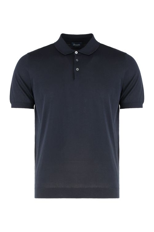 Knitted Cotton Polo Shirt — Navy
