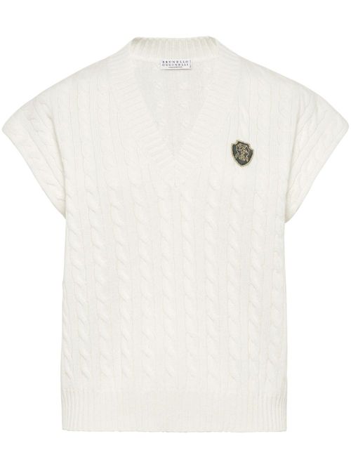 Logo-patch vest - White