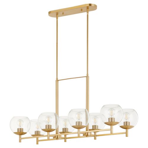 Aged Brass Eight Light Chandelier from the Lyon Collection
