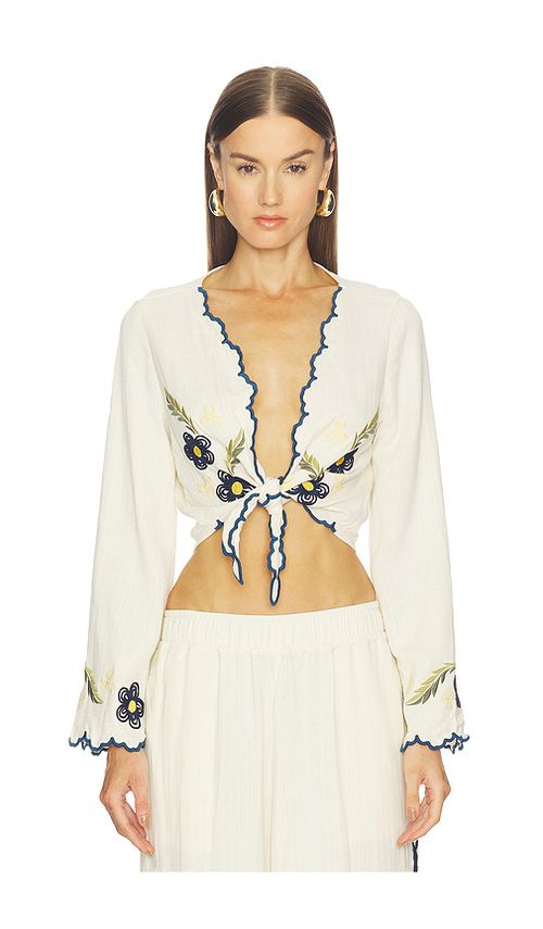Agua Bendita Soleil Shirt in White. M. Also in