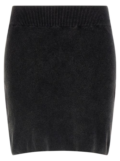 Ribbed Chenille Miniskirt — Black