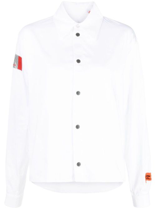 Logo-patch cotton shirt - White
