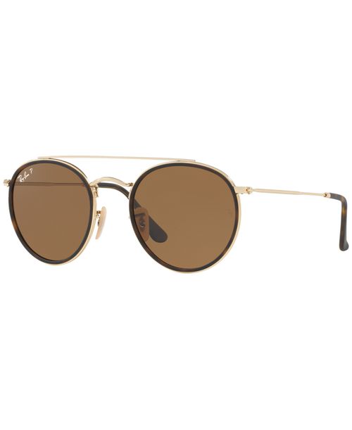 Polarized Sunglasses , RB3647N Round Double Bridge - GOLD/BROWN GRADIENT POLAR