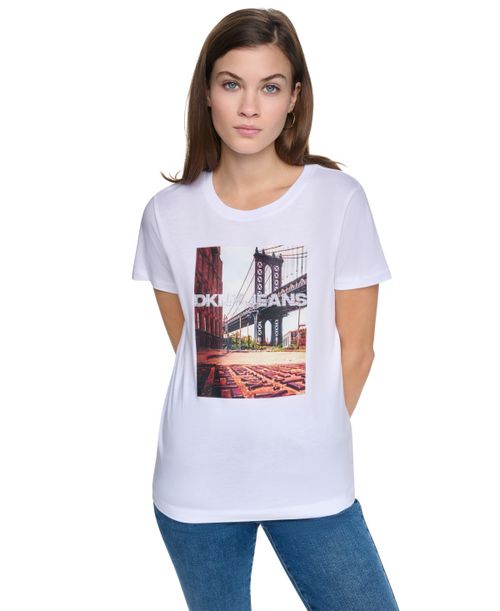 Women's Photoreal Brooklyn Logo Crewneck Graphic T-Shirt - White/Brooklyn Combo