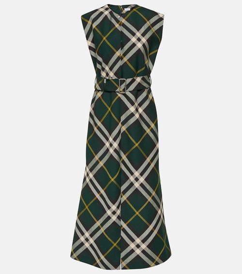 Check wool midi dress