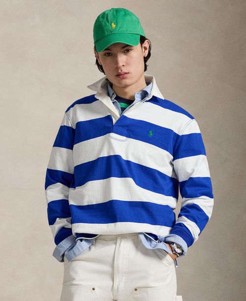 Men's Iconic Rugby Classic-Fit Shirt - Pacific Royal/White