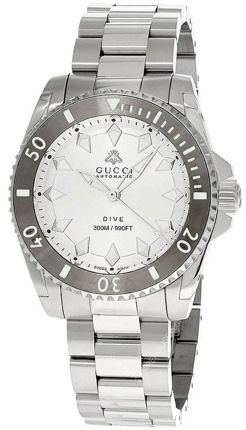 GUCCI Dive 40MM Automatic S-Steel Silver Dial Men's Watch YA136354