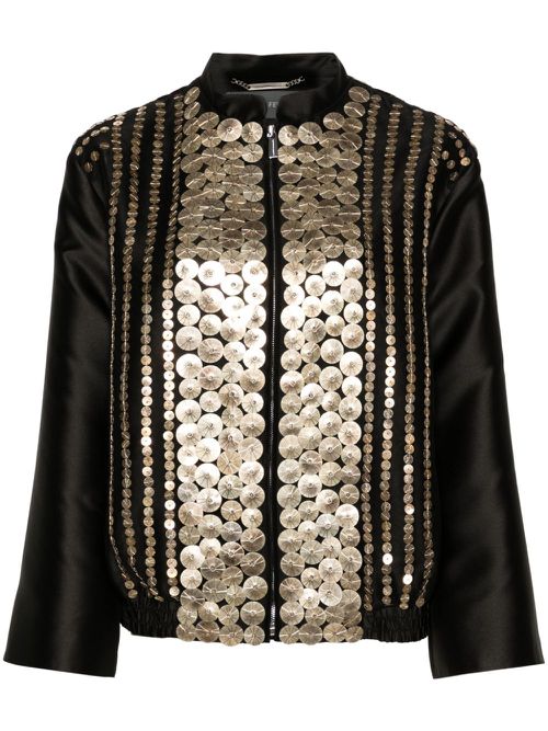 Appliqué-detail jacket - Black