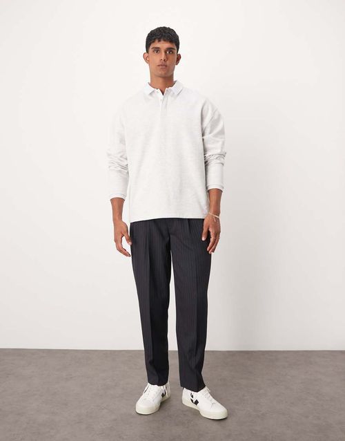 ASOS DESIGN smart oversized tapered pants in navy pinstripe