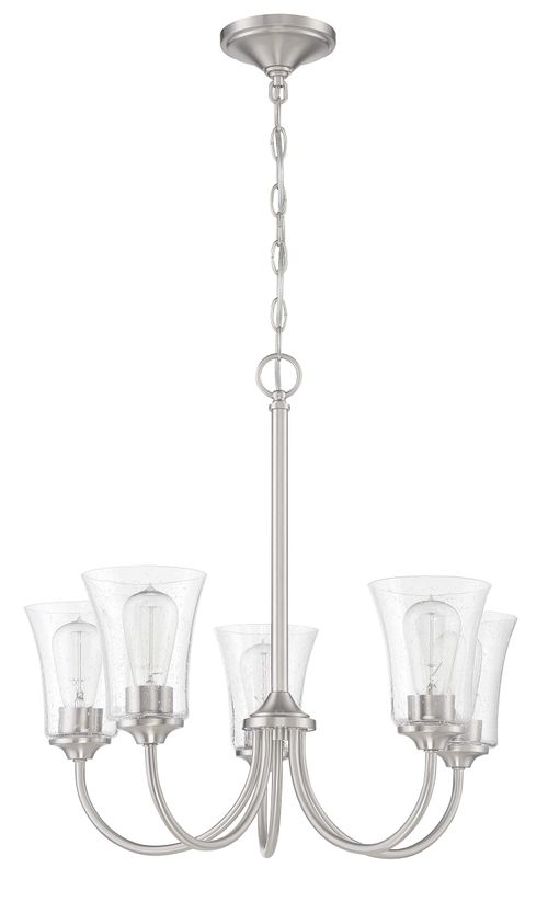 Brushed Polished Nickel Five Light Chandelier from the Gwyneth Collection