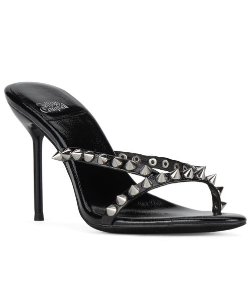 Women's Gabriette Strappy Studded Dress Sandals - Black Patent/Silver