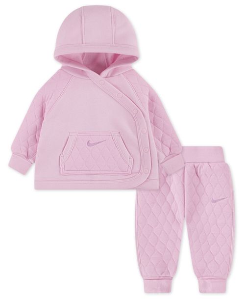 Baby Girls' Long-Sleeve Jacket and Joggers, 2-Piece Set - Pink Foam