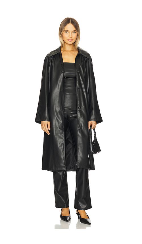 Superdown Francine Faux Leather Coat in Black. - XS also in L, M, S