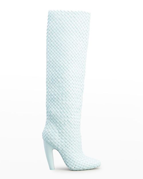 Intrecciato Woven Lambskin Knee Boots