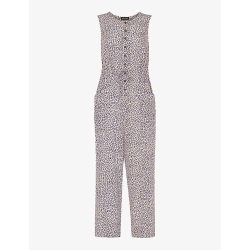 Womens Cream/Black Dashed Jess Leopard-print Woven Jumpsuit