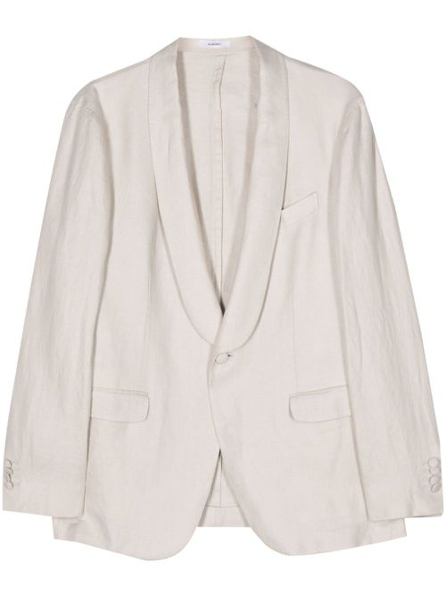 Single-breasted linen blazer - Neutrals