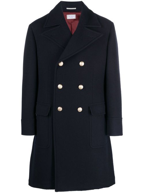 Button-down double-breasted coat - Blue