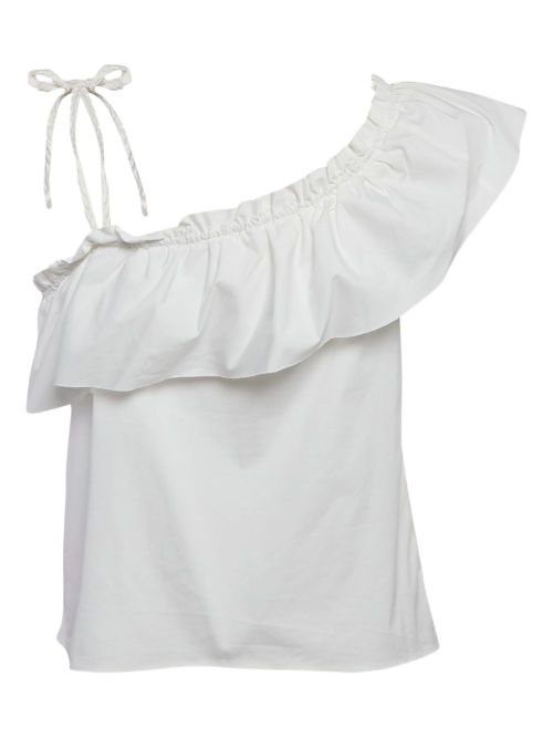 Ruffled one-shoulder top - White
