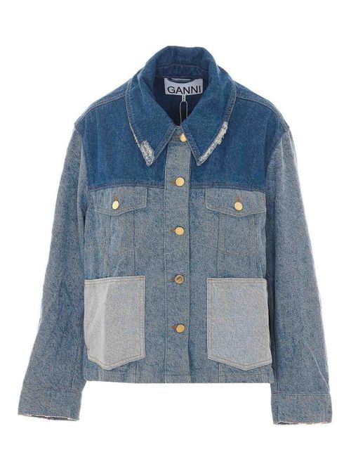 Denim patchwork denim jacket