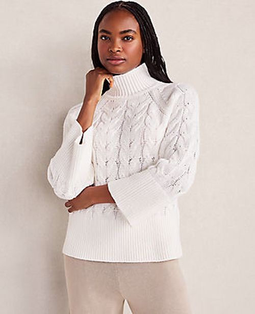 Ann Taylor Haven Well Within Organic Cotton Mock Neck Sweater