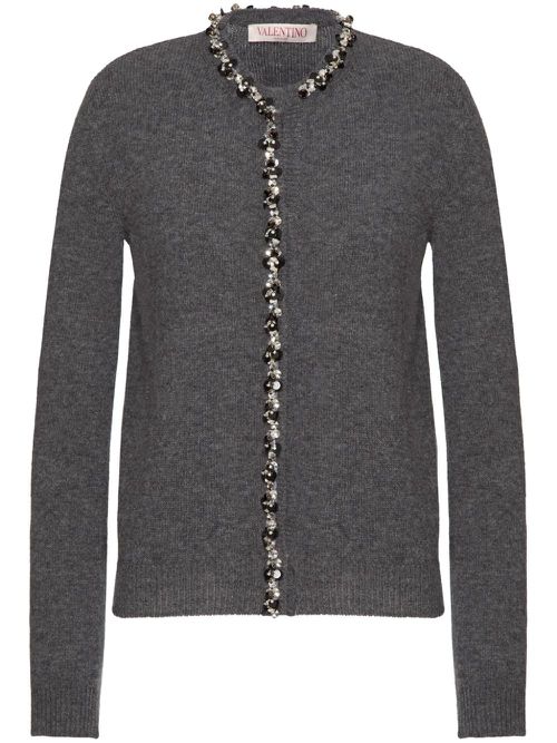 Sequin-embellished wool cardigan - Grey