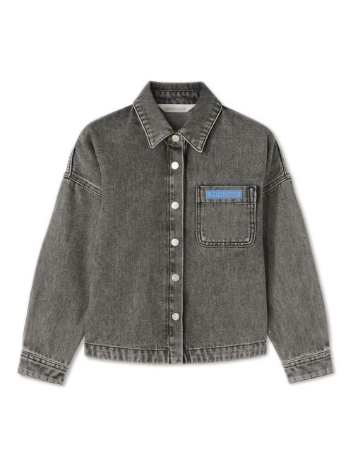 Logo-print denim overshirt - Black