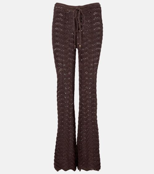 Kim open-knit cotton-blend flared pants
