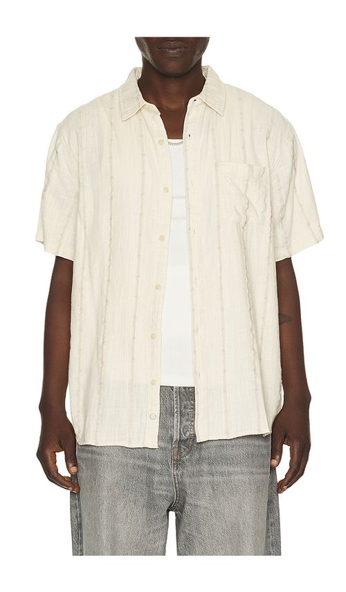 Marine Layer Classic Stretch Selvage Shirt in Cream. - S also in M, L, XL/1X