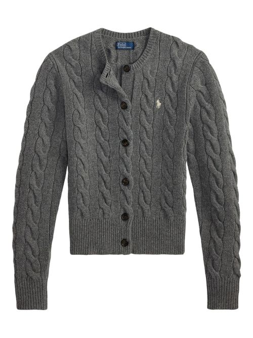 Rib-Knit Crewneck Sweater with Buttoned Placket, Long Sleeves, Model Wearing Size S