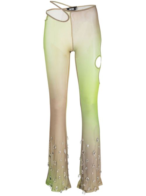 Sita crystal-drop tulle trousers - Green