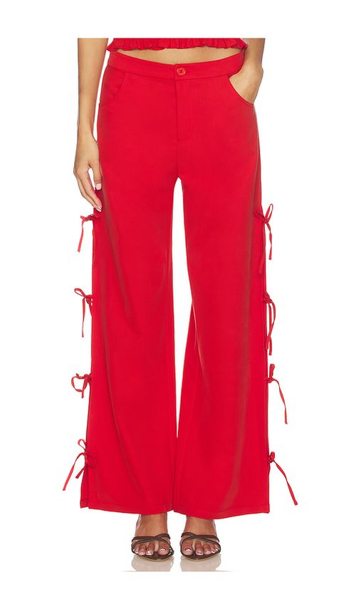 LNA Delia Tie Side Pant in Red. - S also in XS, M