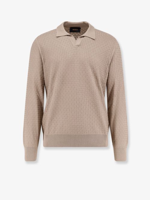 Silk Polo Sweater Sweater — Beige