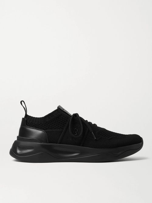 Shadow Leather-Trimmed Stretch-Knit Sneakers - Men - Black - UK 7