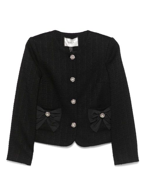 NISSA bow-detail jacket - Black
