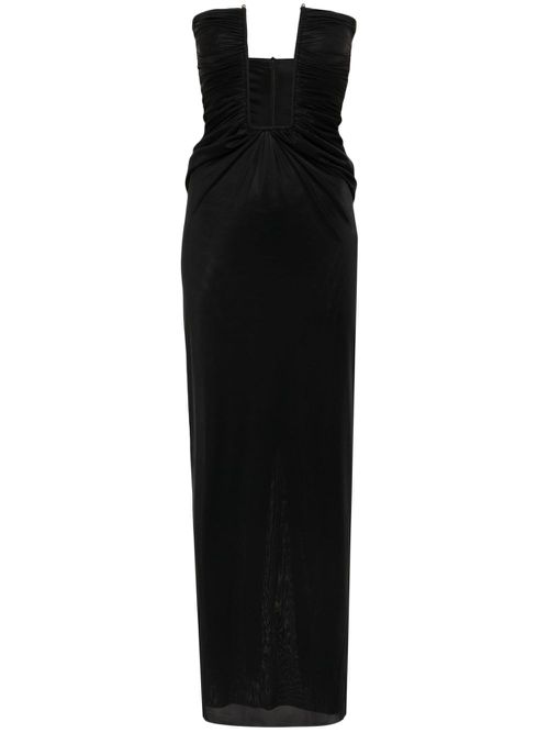 Strapless plunging-neck maxi dress - Black