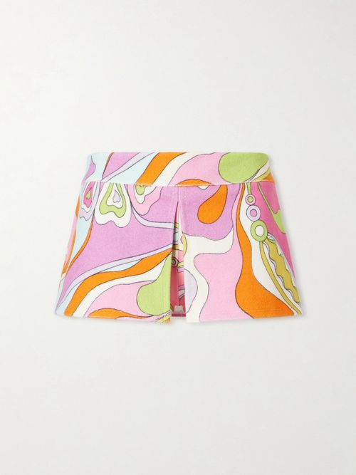 Printed Cotton-terry Shorts - Pink