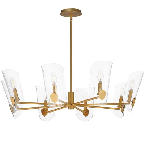 Natural Aged Brass Eight Light Chandelier from the Armory Collection